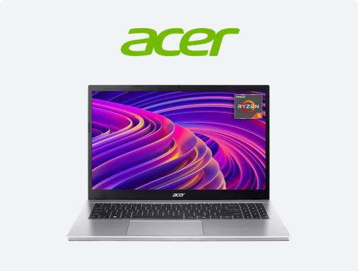 Imagery of Acer Aspire Go 15 laptop plus logo.