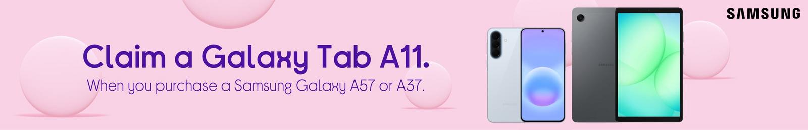 Image of Samsung Galaxy A57 and Samsung Galaxy tab a11 with Logo