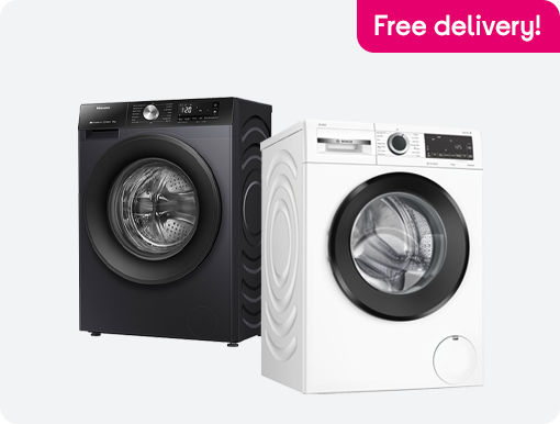 Black washing machine and white washing machine