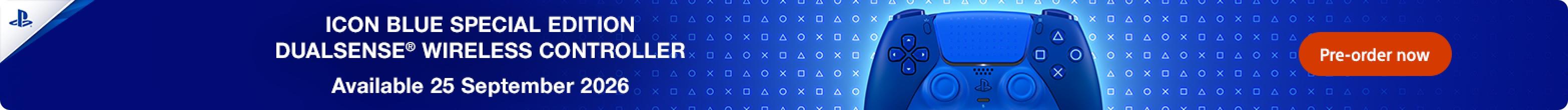 Pre‑order the new PlayStation 5 DualSense® wireless controller in Icon Blue now!