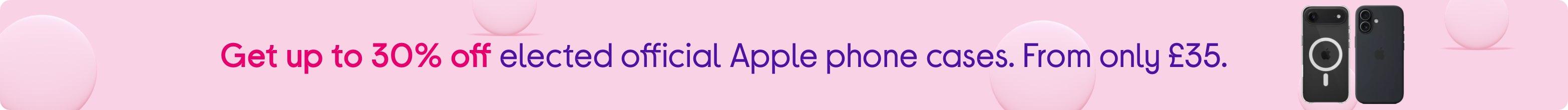 Get up to 30% off selected official Apple phone cases. From only £35.