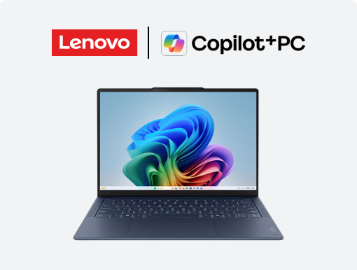 Imagery of Lenovo Yoga Slim 7 plus Lenovo and Co-pilot logo.