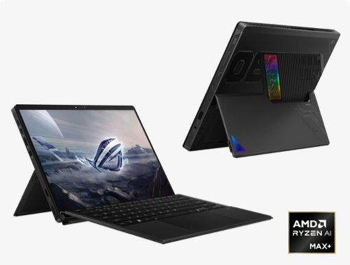 Imagery of gaming laptop with AMD badge