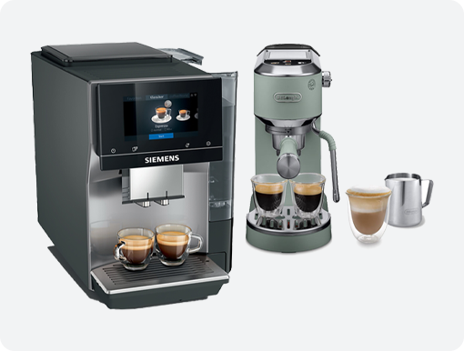 Siemens and DeLonghi coffee machines
