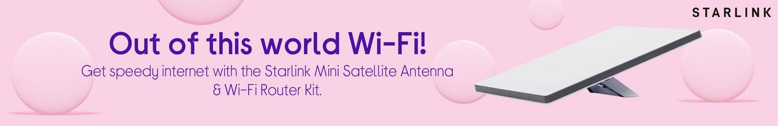 Starlink Mini Satellite Antenna & Wi-Fi Router Kit.