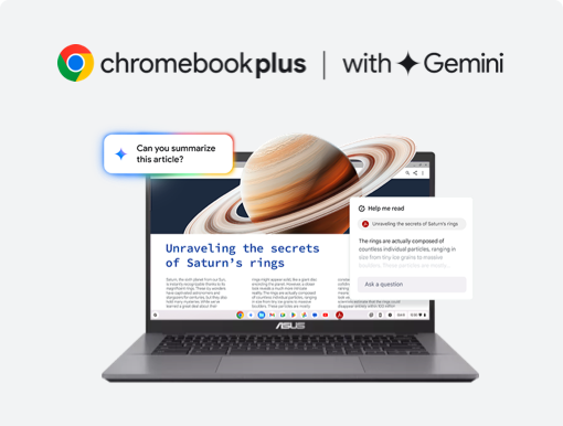 Imagery of ASUS Chromebook CX34 plus logo.