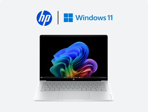 Imagery of HP Chromebook Plus 15 plus logo.