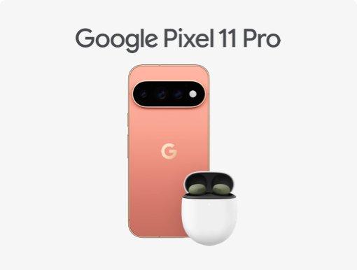 Image of Google pixel 11 and Google Pixel Buds Pro 2 with logo
