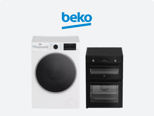 BEKO Electric Induction Cooker and white Washing machine with logo. 