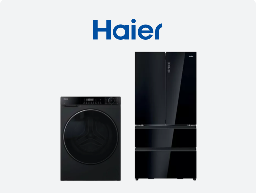 HAIER Series 7 Total No Frost Fridge Freezer and Spin Washing Machine with logo. 