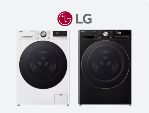 LG Series Black and White Spin Washing Machine with logo. 