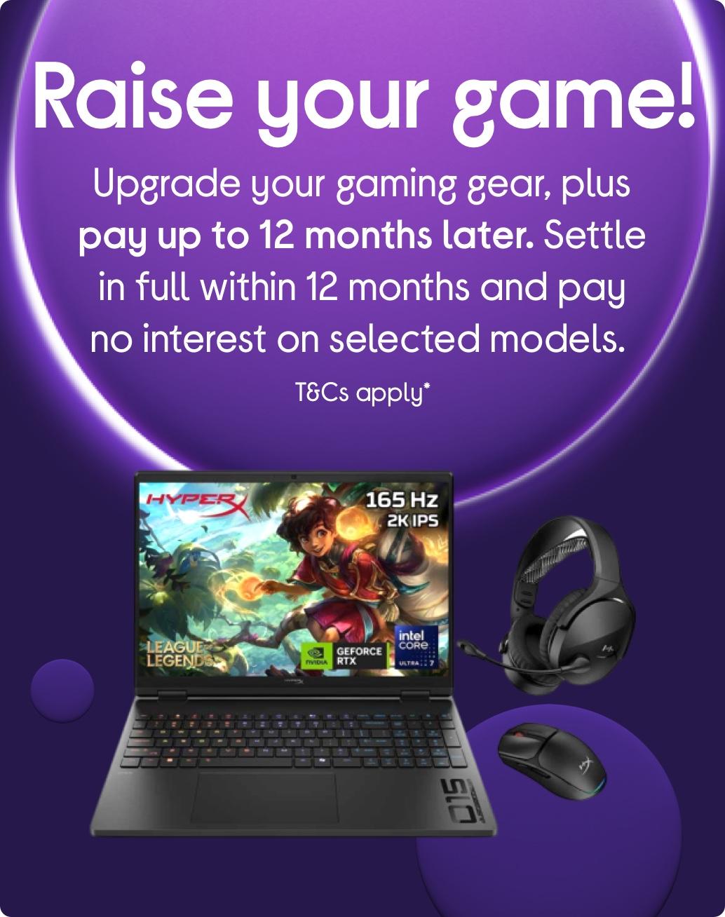Images of HyperX bundle of laptop, headset and mouse