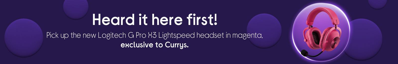 New Logitech G Pro X3 Lightspeed headset in magenta, exclusive to Currys.