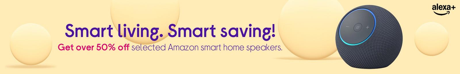 Image of Amazon smart home speakers with logo