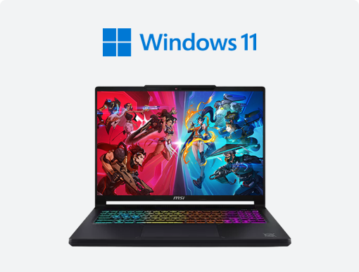 Imagery of Gaming laptop with Windows11 logo
