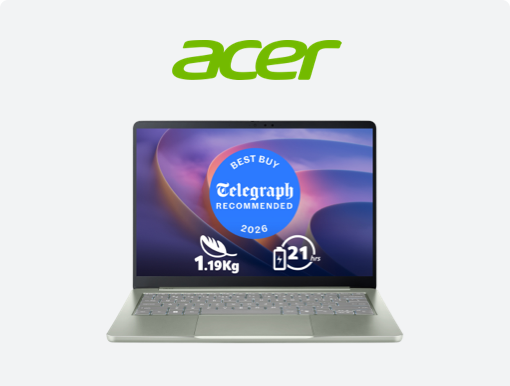 Imagery of Acer Swift Air 14 laptop plus logo.