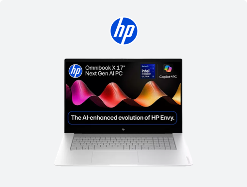 Imagery of HP OmniBook X plus HP logo