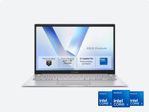 Imagery of laptop plus Intel Core Series 3 family badge.