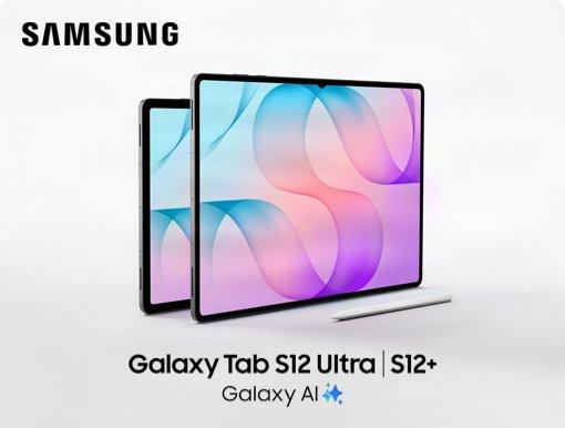Imagery of Samsung Galaxy S12 tab plus logo.