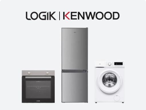 Logik & Kenwood Microwave, Refrigeration and Washing machine with Logo. 