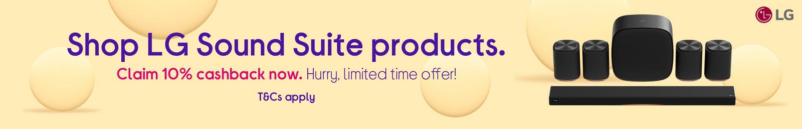 Shop LG Sound Suite products. Claim 10% cashback now. Hurry, limited time offer! T&Cs apply.