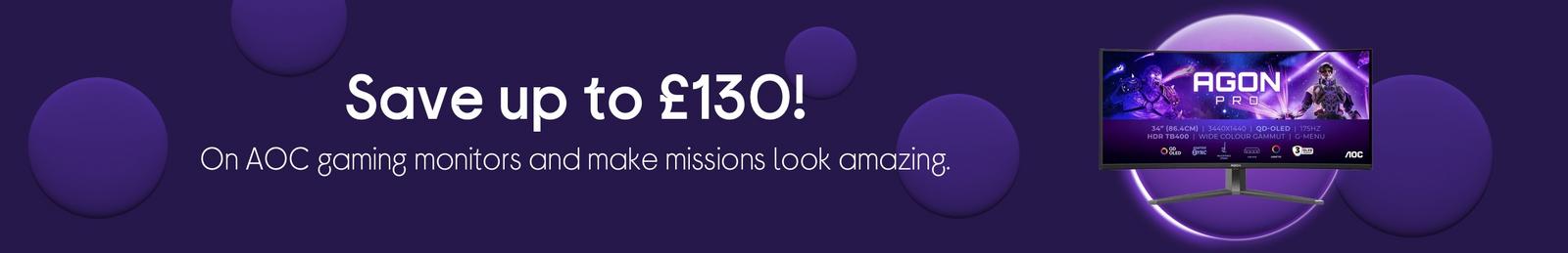 Save up to £130! On AOC gaming monitors 