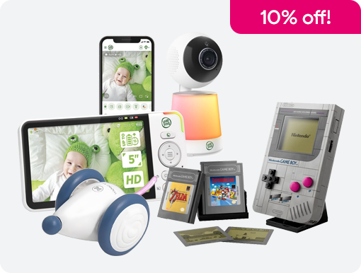 Leapfrog camera set, Cheerble cat toy, LEGO Game Boy