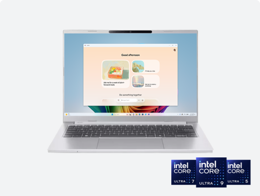 Imagery of laptop plus Intel Core family badge.
