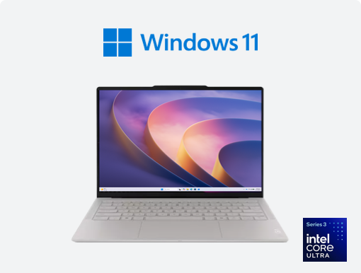 Imagery of laptop plus windows 11 and intel badge