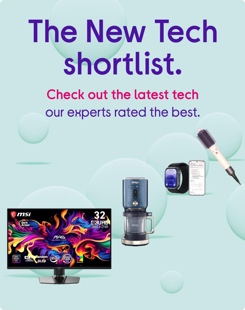 Images of Gaming monitor, Smart watch, Styling brush and Ninja Creami