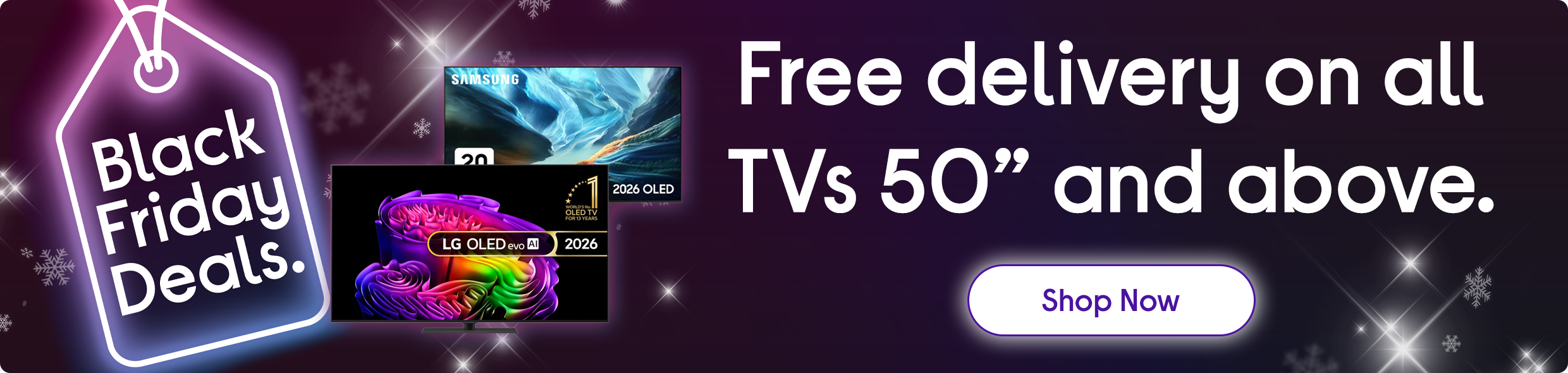 Free delivery on TVs 50 inches and above
