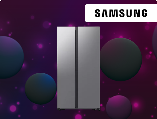 SAMSUNG Series 6 SpaceMax American-Style Smart Fridge Freezer  with Logo.