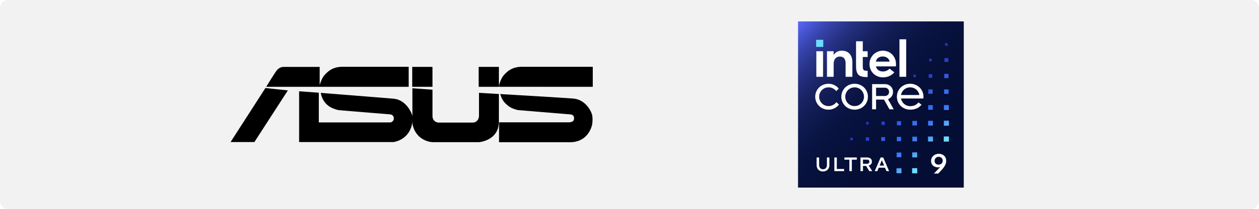 ASUS logo and Intel Core Ultra 9 logo