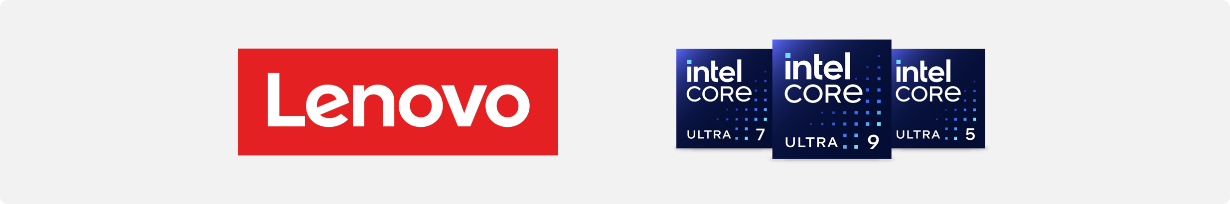 Lenovo logo and Intel Core Ultra family logos