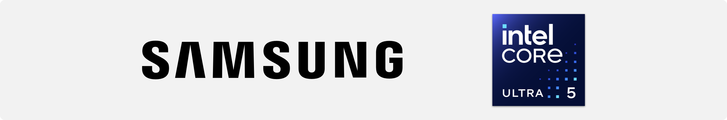 Samsung logo and Intel Core Ultra 5 logo