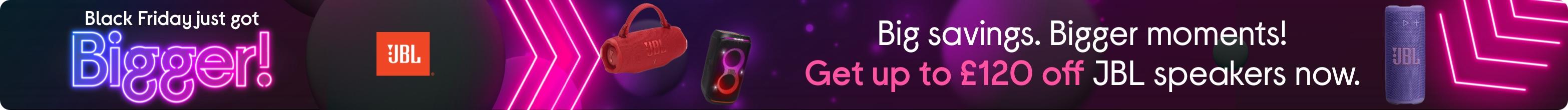 Save on great sound! Get up to £120 off JBL speakers now.