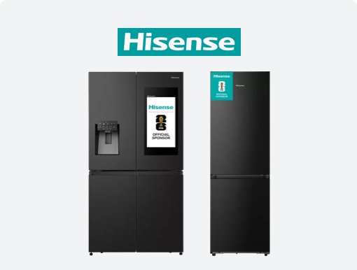 HISENSE KitchenFit Smart Fridge Freezer, PureFlat Smart Fridge Freezer with Logo.