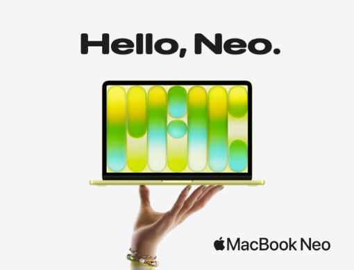 a hand holding up a laptop with the words hello, nello, hello