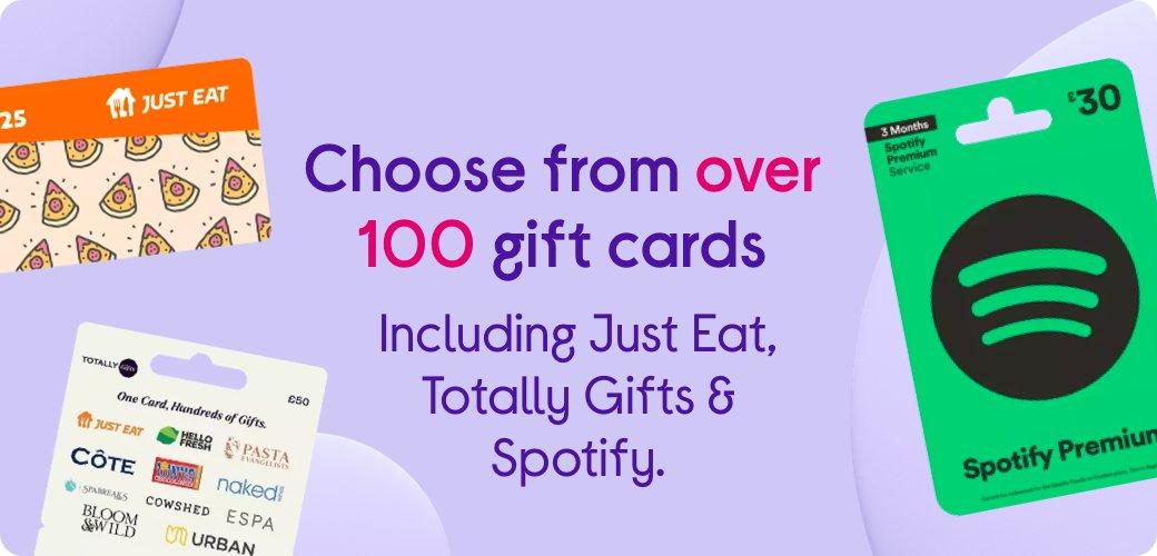 Over 100 gift cards