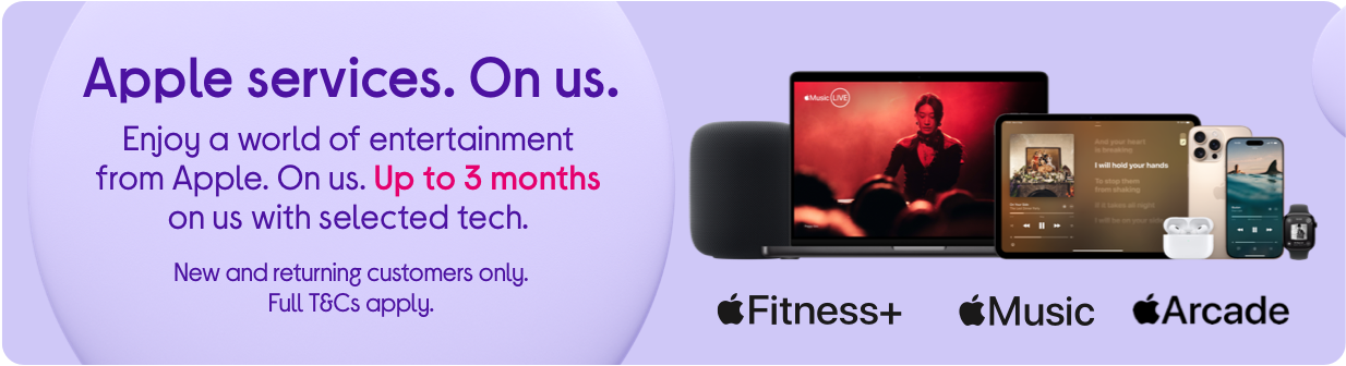 Apple services. On us.