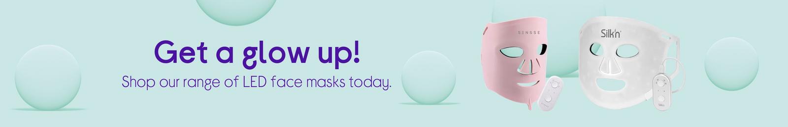 Get a glow up! Shop our range of LED face masks today.