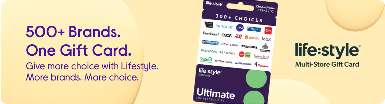 500+ Brands.  One Gift Card. Give more choice with Lifestyle. More brands. More choice.