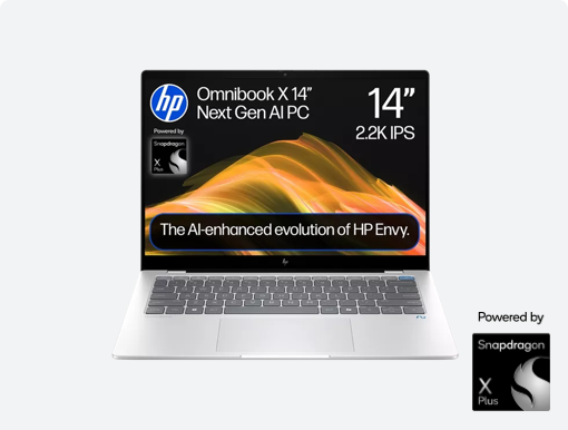 Imagery of laptop. Plus snapdragon badge