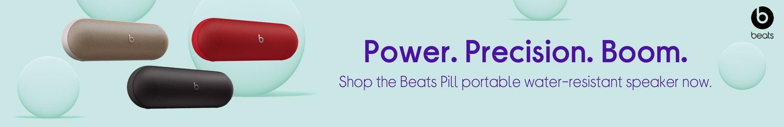 Beats Pill portable water‑resistant speaker with Logo.