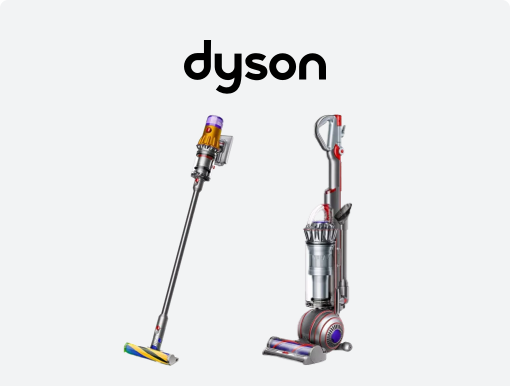 DYSON Slim Absolute Cordless Vacuum Cleaner, DYSON Upright Bagless Vacuum Cleaner with logo.