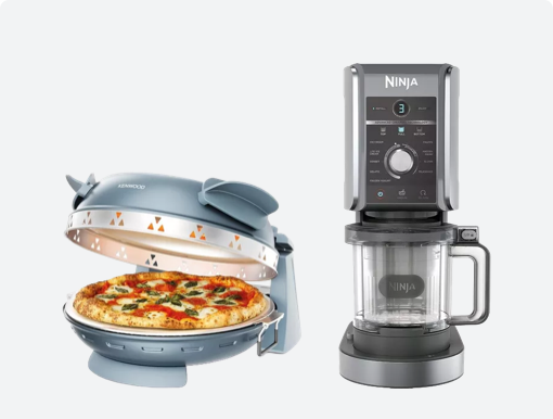 NINJA Creami Deluxe Ice Cream & Frozen Dessert Maker, KENWOOD My Pizzeria Pizza Oven.