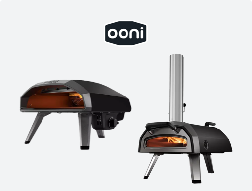 Imagery of Ooni pizza ovens with logo