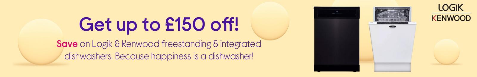 Save on Logik & Kenwood freestanding & integrated dishwashers.