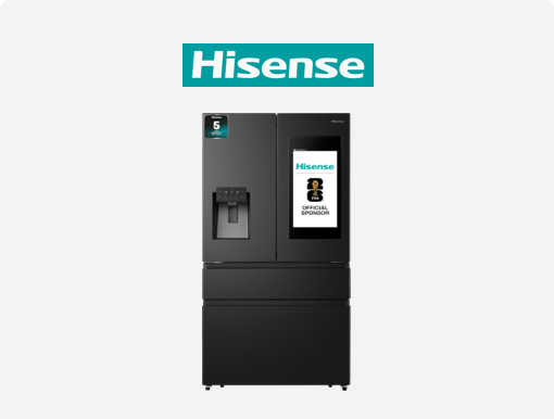 HISENSE PureFlat Smart Screen Fridge Freezer with Logo.