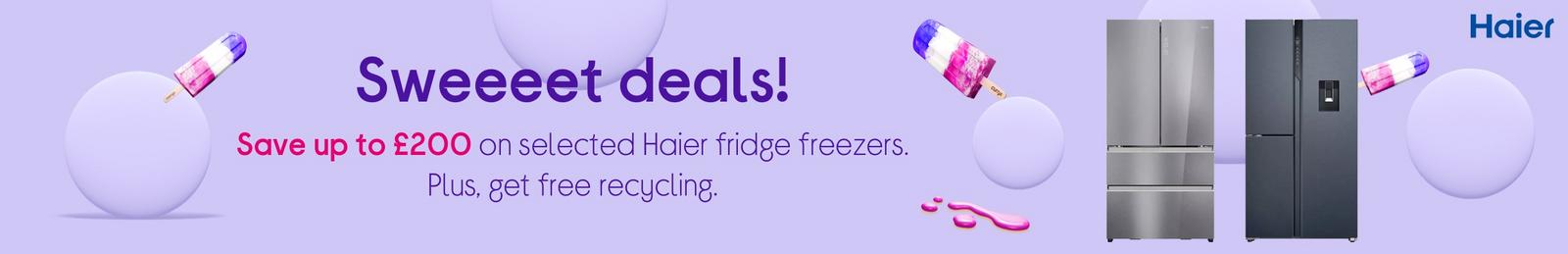 Save up to £200 on selected Haier fridge freezers. Plus, get free recycling.